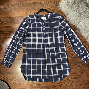 Old Navy The Cotton Shirt Sz M Plaid 100% Cotton Button Blue